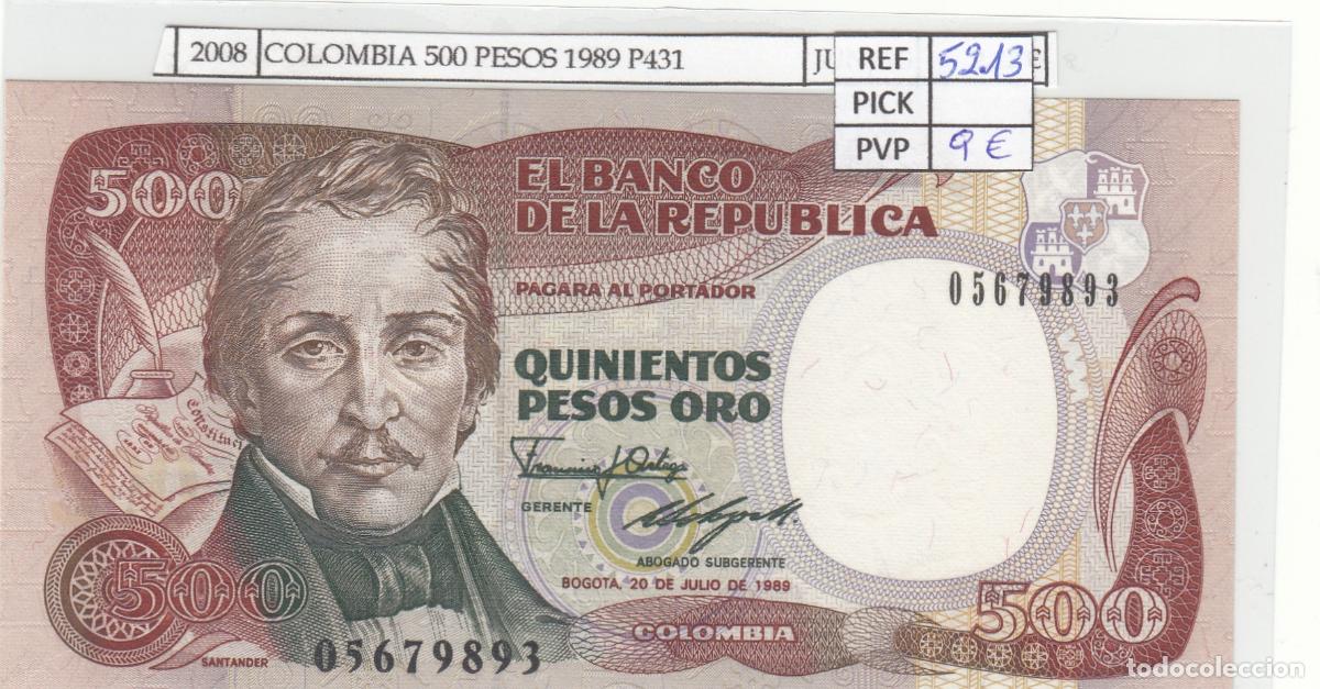 Billetes extranjeros: CRJ2008 BILLETE COLOMBIA 500 PESOS 1989 P-431a.3 N02008