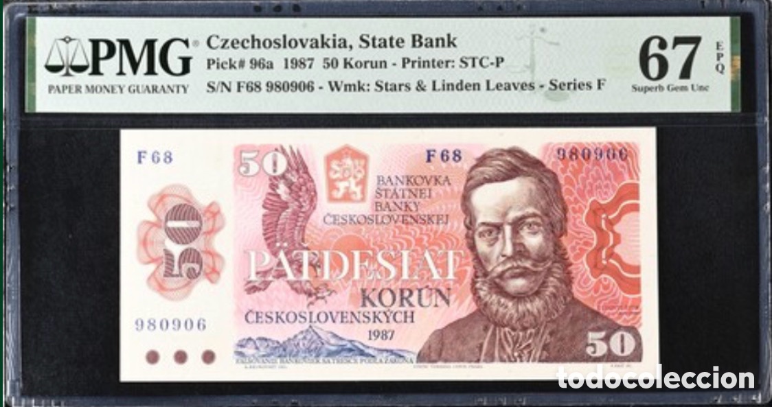 Billetes extranjeros: Billete 50 korun 1987 Czechoslovaquia PMG 67 p96a