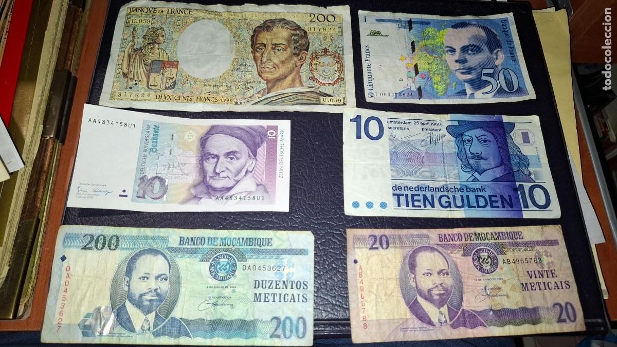 Billetes extranjeros: Billetes, francia, aleman, holanda, mozambique