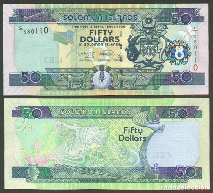 Billetes extranjeros: Islas Salomon (Solomon). 50 $ S/F(2009). Prefijo C/1. Pick 29. S/C. Tama&ntilde;o 74 x 160 mm. Fauna.