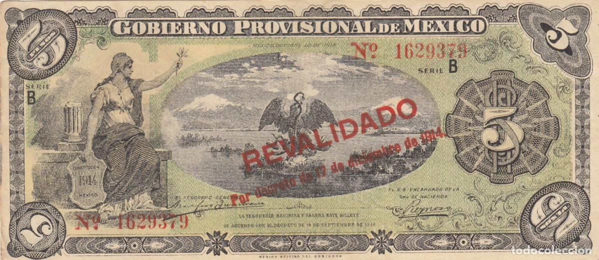 Billetes extranjeros: CRBX0248 BILLETE MEXICO REVALIDADO 5 PESOS 1914 BC
