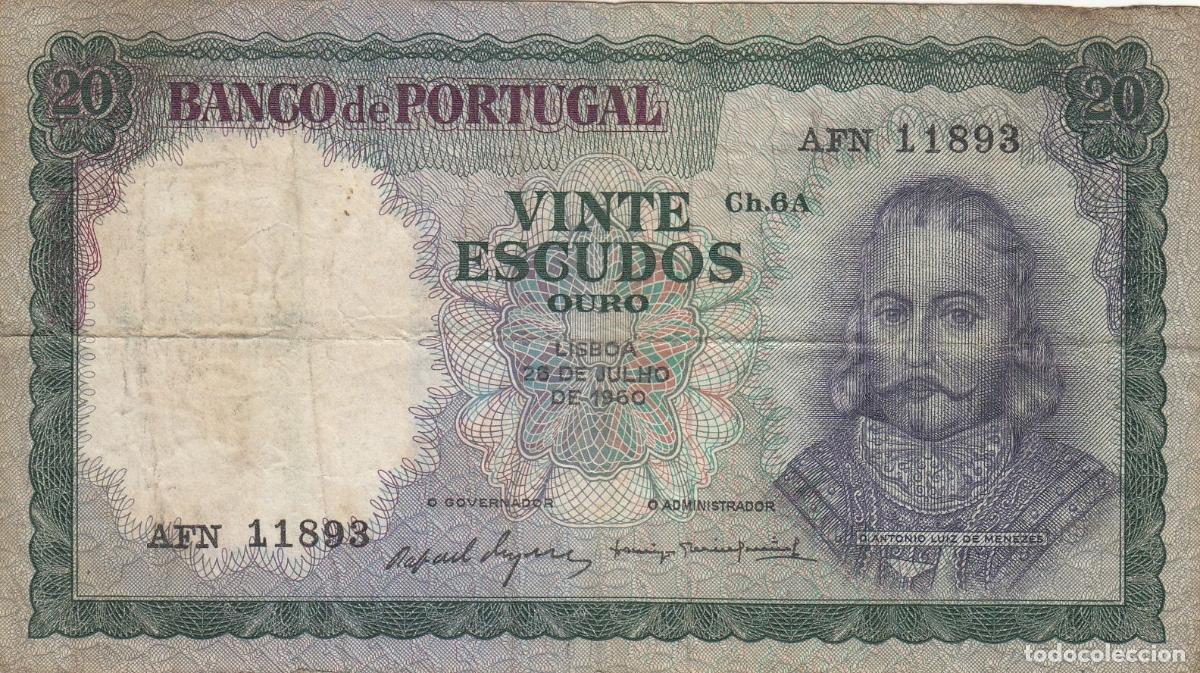 Billetes extranjeros: CRBX0260 BILLETE PORTUGAL 20 ESCUDOS 1960 BC
