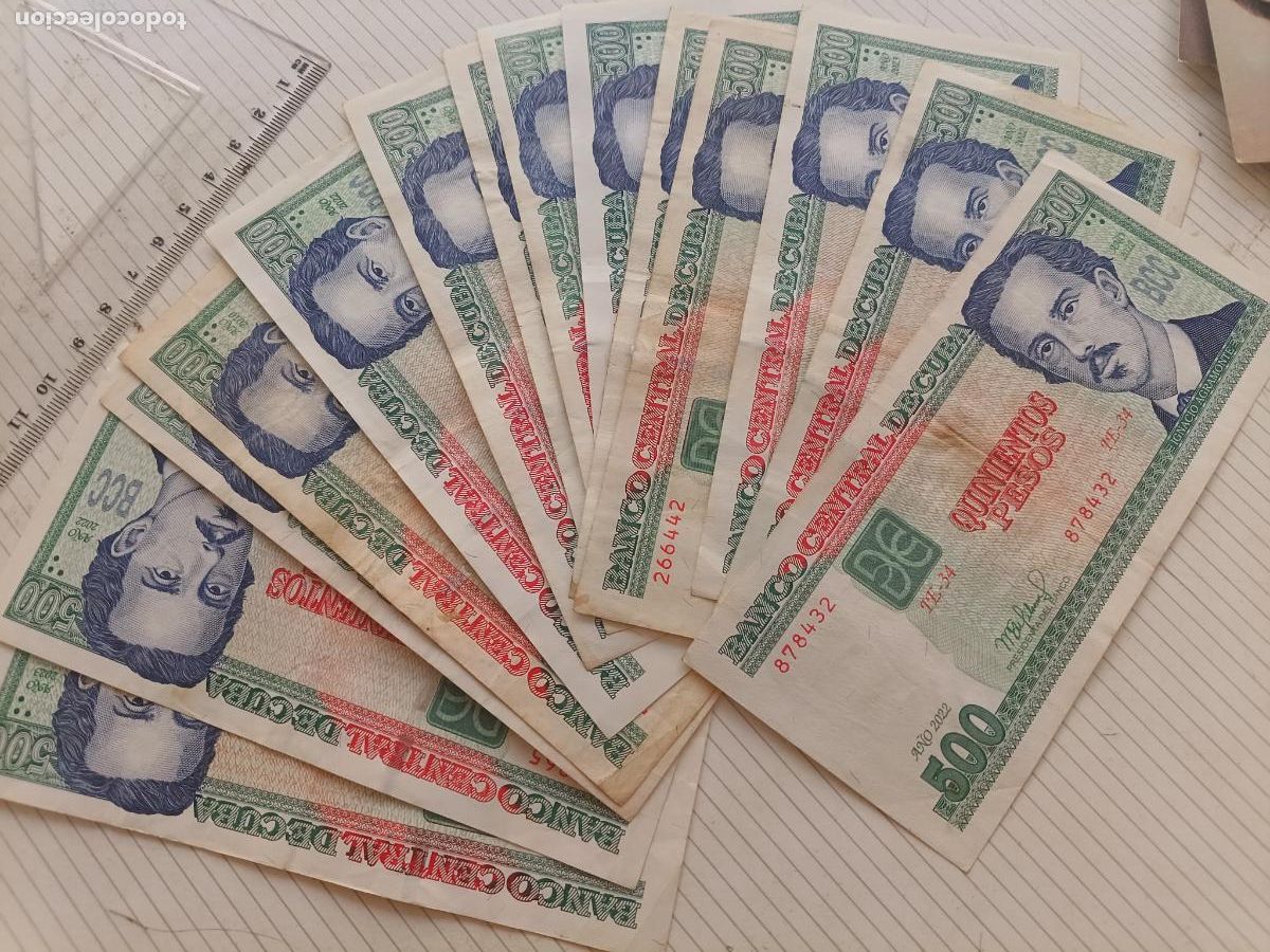 Billetes extranjeros: Cuba. 14 billetes de 500 pesos. Varios a&ntilde;os