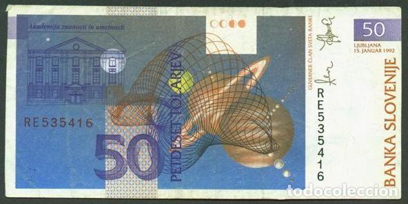 Billetes extranjeros: ESLOVENIA. 50 tolarjev 15.1. 1992. Pick 13.