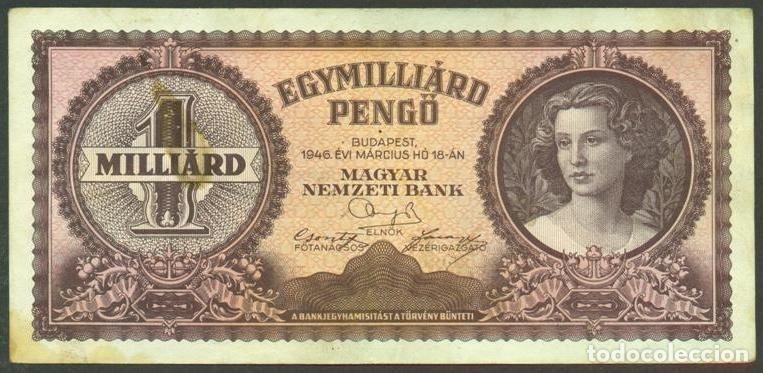 Banconote internazionali: HUNGRIA. 1 Milliard pengo 16.3. 1946. Pick 125.