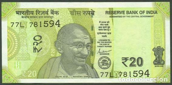 Billetes extranjeros: INDIA. 20 rupees 2024. Letra N.