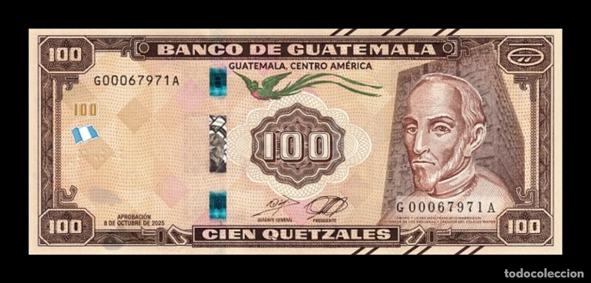 Billetes extranjeros: Guatemala 100 Quetzales Conmemorativo 2025 (2026) Pick 130 Nuevo Sc Unc