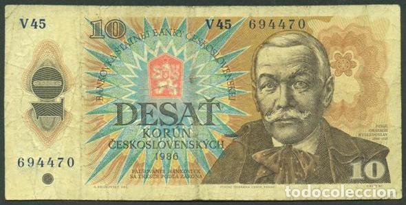 Billetes extranjeros: CHECOSLOVAQUIA. 10 korun 1986. Pick 94. Serie V.