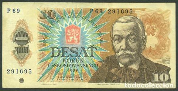 Billetes extranjeros: CHECOSLOVAQUIA. 10 korun 1986. Pick 94. Serie P.