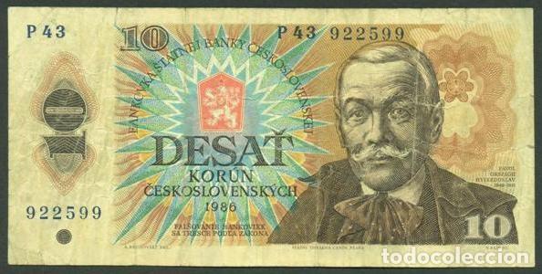 Billetes extranjeros: CHECOSLOVAQUIA. 10 korun 1986. Pick 94. Serie P.