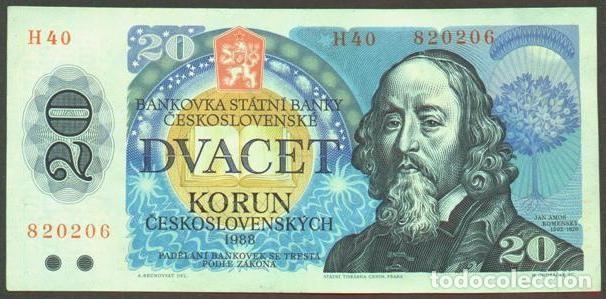 Billetes extranjeros: CHECOSLOVAQUIA. 20 korun 1988. Pick 95. Serie H.