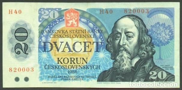 Billetes extranjeros: CHECOSLOVAQUIA. 20 korun 1988. Pick 95. Serie H.