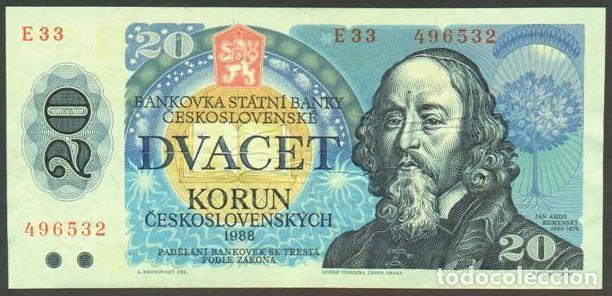 Billetes extranjeros: CHECOSLOVAQUIA. 20 korun 1988. Pick 95. Serie E.