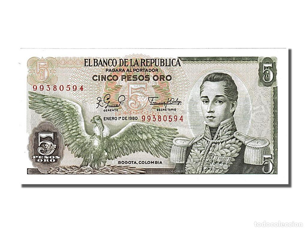 Billetes extranjeros: [#150668] Billete, 5 Pesos Oro, 1980, Colombia, 1980-01-01, UNC