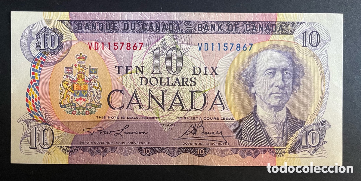 Billetes extranjeros: CMC CANADA 10 DOLARES 1971 PICK 88 EBC