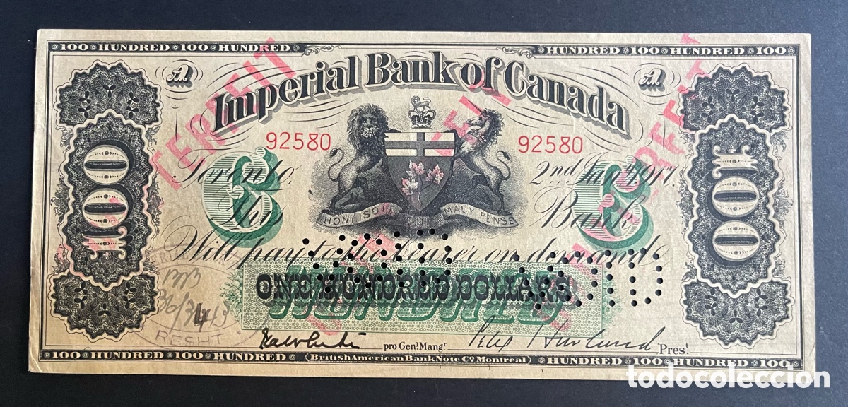 Billetes extranjeros: CMC CANADA 100 DOLARES 1917 PICK S1141 EBC+