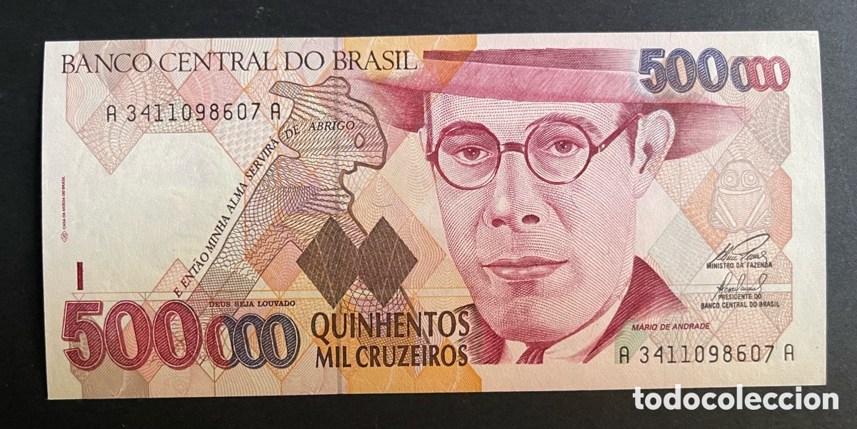 Billetes extranjeros: CMC BRASIL (BRAZIL) 500000 CRUZEIROS 1993 PICK 236-B SC
