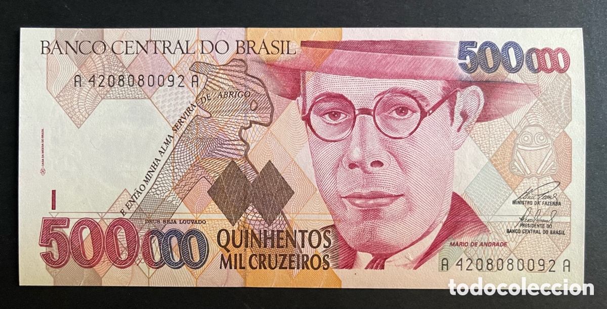 Billetes extranjeros: CMC BRASIL (BRAZIL) 500000 CRUZEIROS 1993 PICK 236-B SC