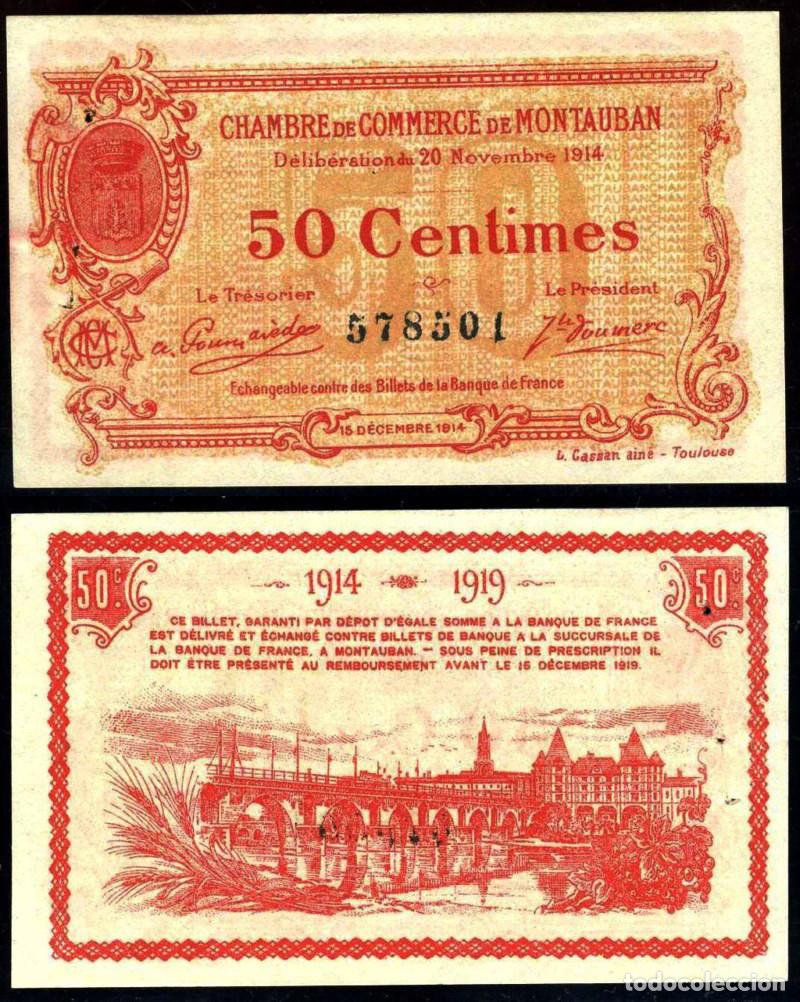 Billetes extranjeros: BILLETE FRANCIA - 50 CENTS - 1914 - BILLETE DE EMERGENCIA - MONTAUBAN