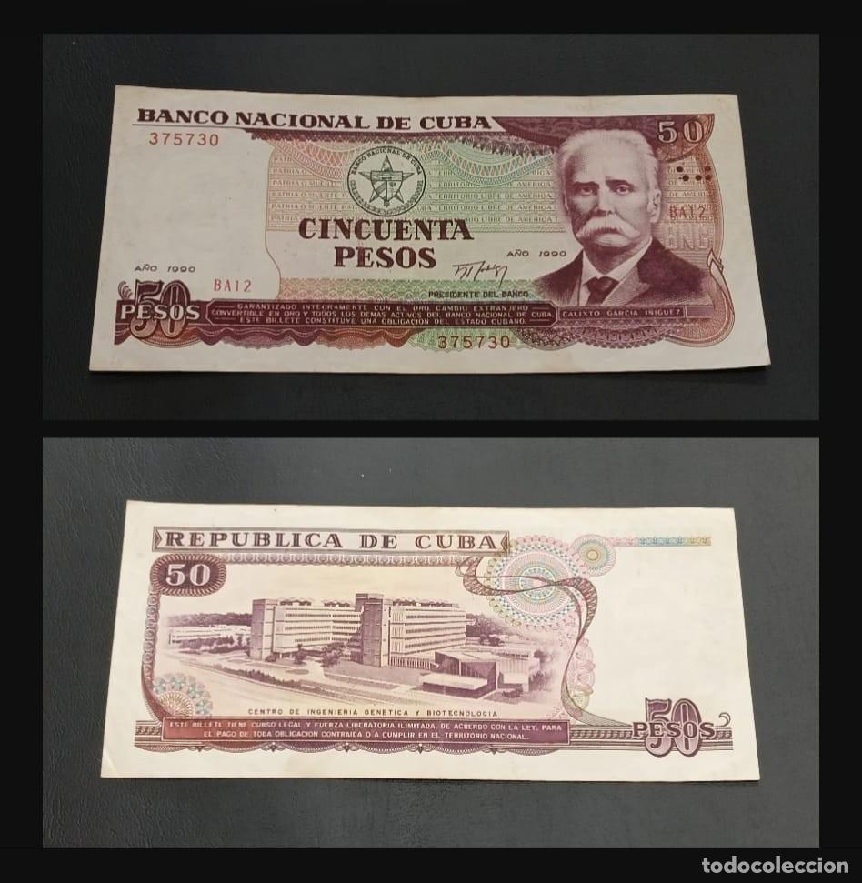 Billetes extranjeros: Cuba 50 pesos a&ntilde;o 1990