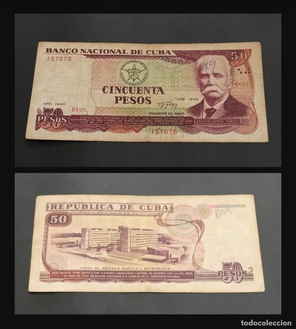 Billetes extranjeros: Cuba 50 pesos a&ntilde;o 1990