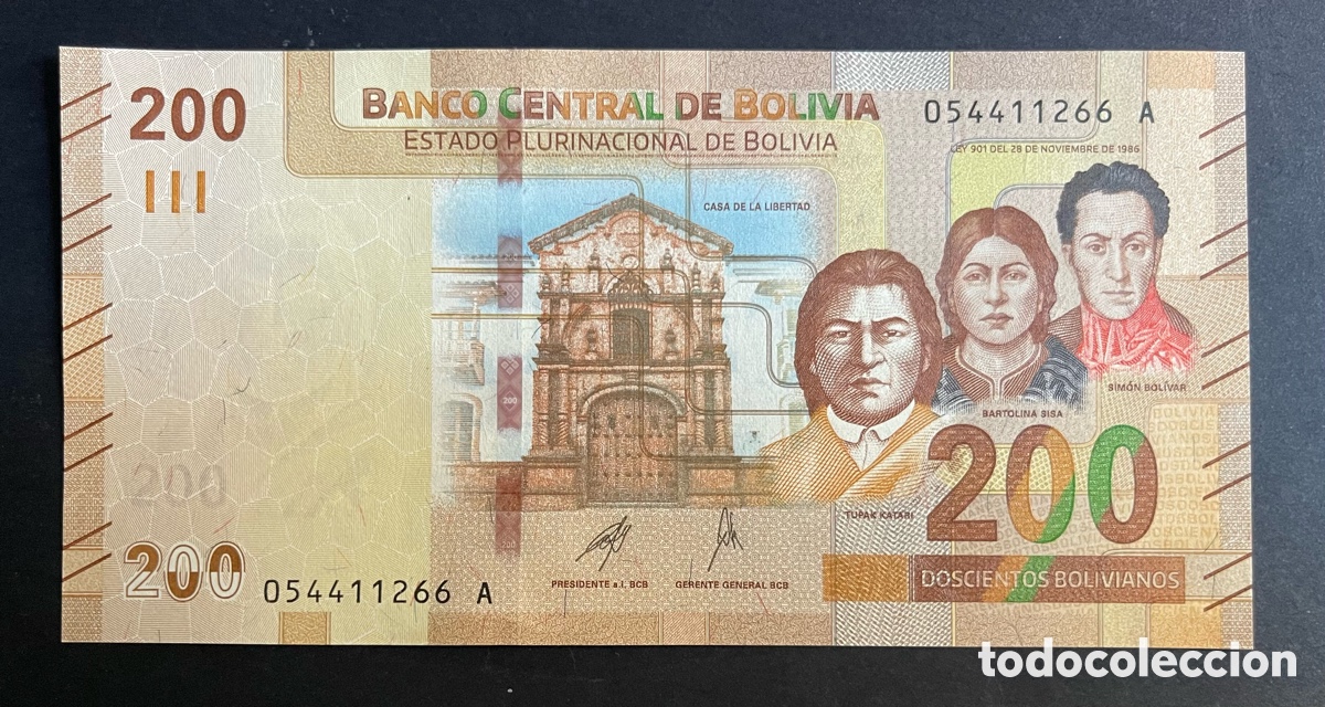 Billetes extranjeros: CMC BOLIVIA SET 10,20,50,100 Y 200 BOLIVIANOS 2018-26 PICK 248 A 252 SC