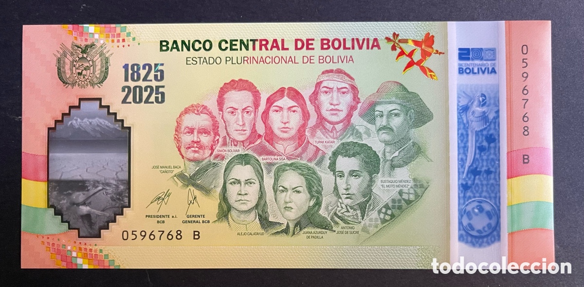 Billetes extranjeros: CMC BOLIVIA 200 ANIVERSARIO INDEPENDENCIA 2025 SC