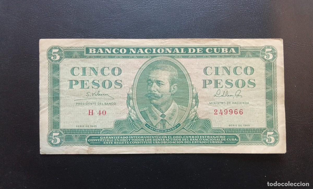 Billetes extranjeros: Cuba Billete 5 Pesos 1965
