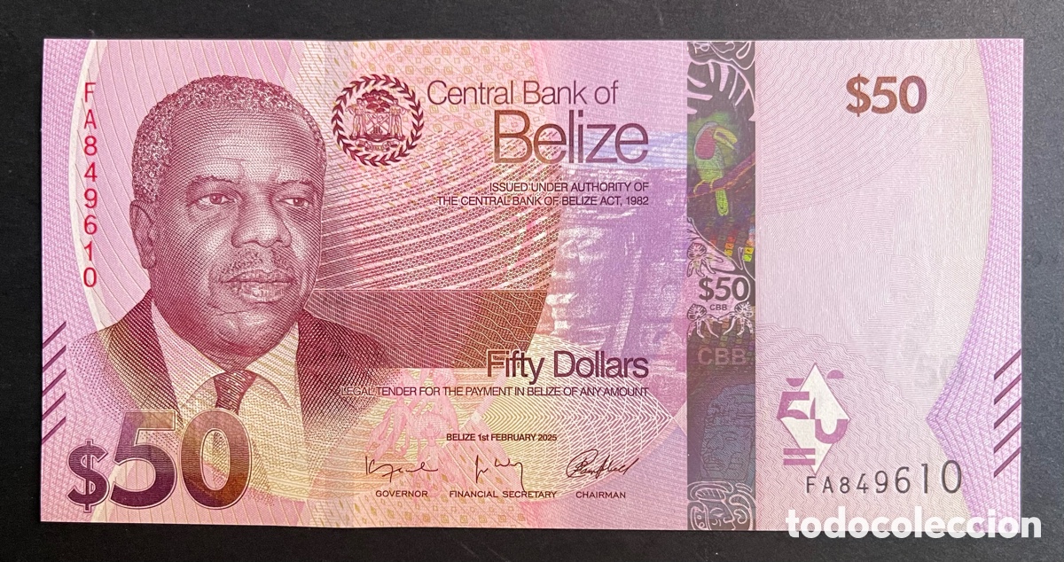Billetes extranjeros: CMC BELICE (BELIZE) 50 DOLARES 2025 PICK 77 SC
