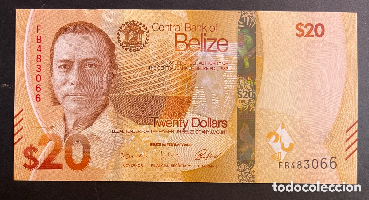 Billetes extranjeros: CMC BELICE (BELIZE) 20 DOLARES 2025 PICK 76 SC