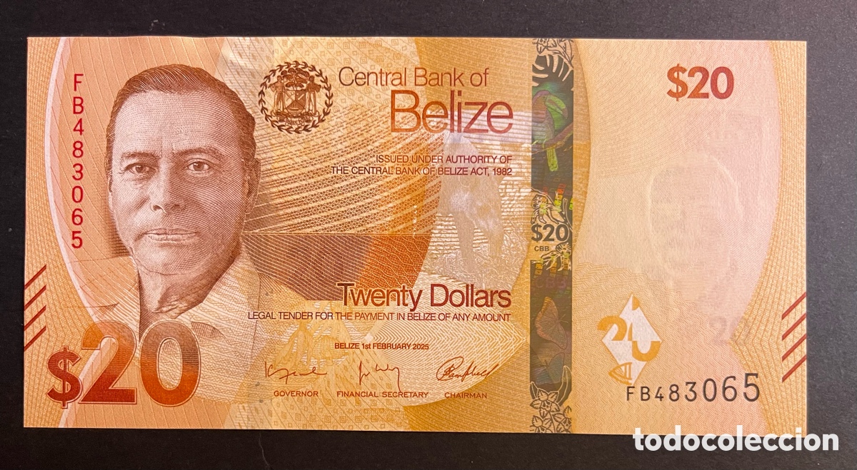 Billetes extranjeros: CMC BELICE (BELIZE) 20 DOLARES 2025 PICK 76 SC