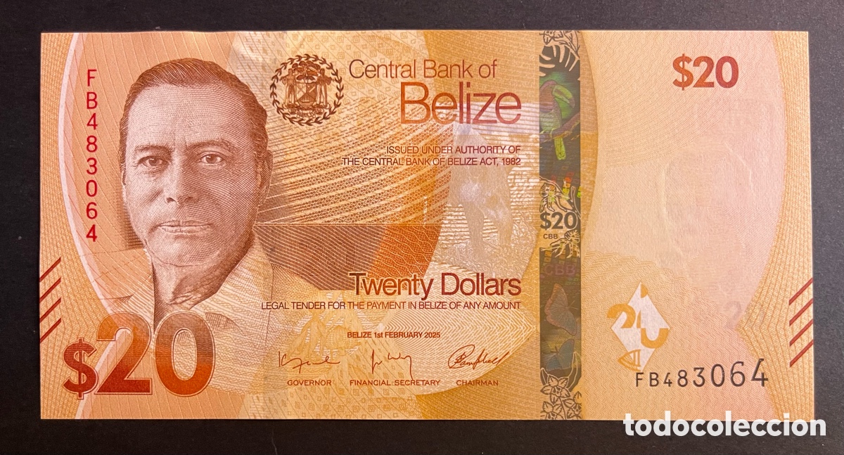Billetes extranjeros: CMC BELICE (BELIZE) 20 DOLARES 2025 PICK 76 SC