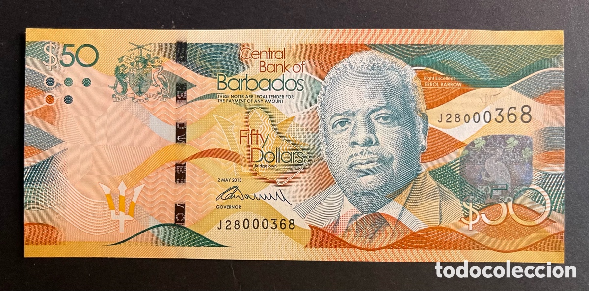 Billetes extranjeros: CMC BARBADOS 50 DOLARES 2013 PICK 77-A SC