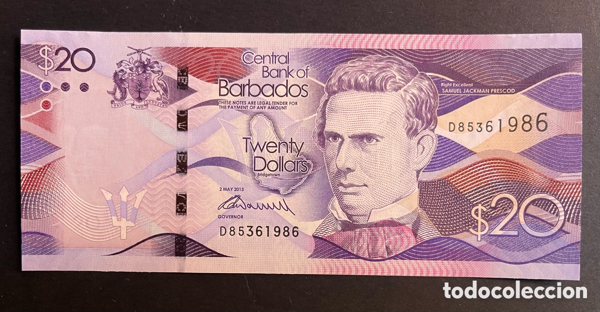 Billetes extranjeros: CMC BARBADOS 20 DOLARES 2013 PICK 76-A SC