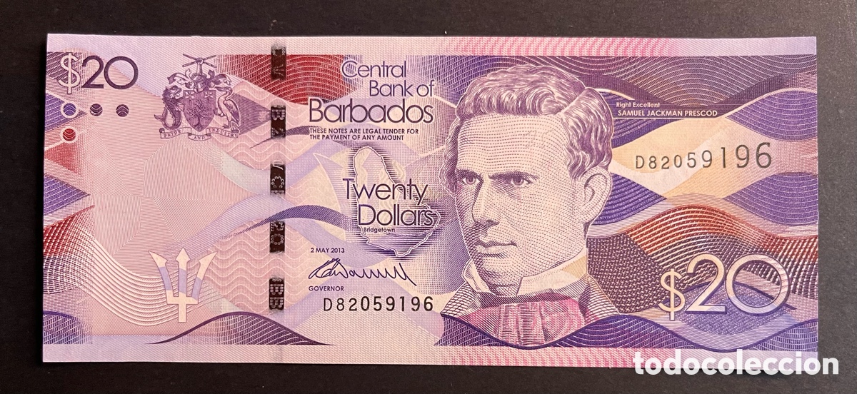 Billetes extranjeros: CMC BARBADOS 20 DOLARES 2013 PICK 76-A SC