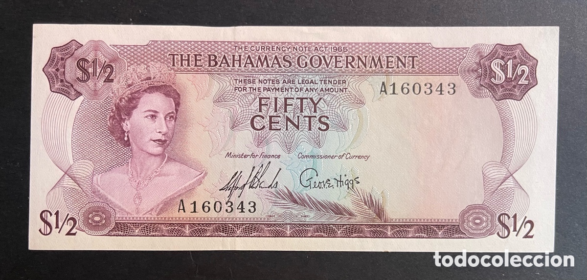 Billetes extranjeros: CMC BAHAMAS 1/2 DOLAR 1965 PICK 17-A SC