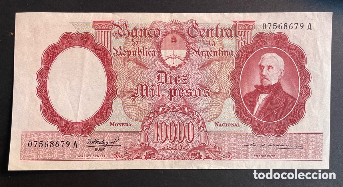 Billetes extranjeros: CMC ARGENTINA 10000 PESOS 1961-69 PICK 281 MBC