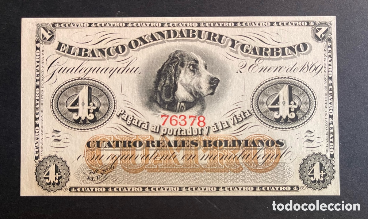 Billetes extranjeros: CMC ARGENTINA 4 REALES BOLIVIANOS 1891 PICK S1781R SC