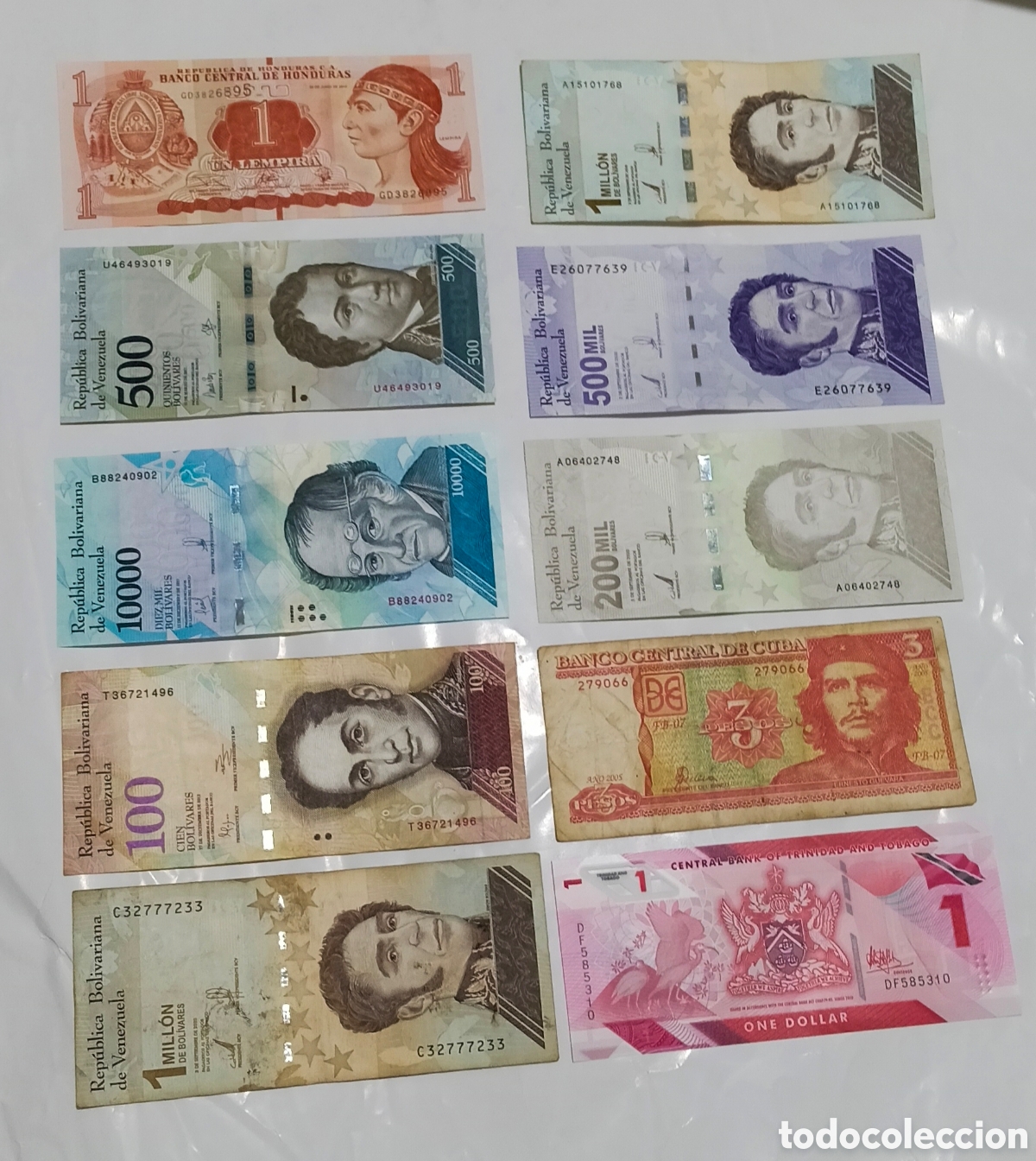 Billetes extranjeros: Lote billetes originales % mayor&iacute;a sin circular
