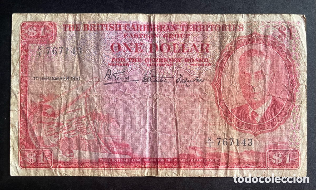 Billetes extranjeros: CMC TERRITORIOS BRITANICOS DEL CARIBE (BRITISH CARIBBEAN TERRITORIES) 1 DOLAR 1951 PICK 1 BC-