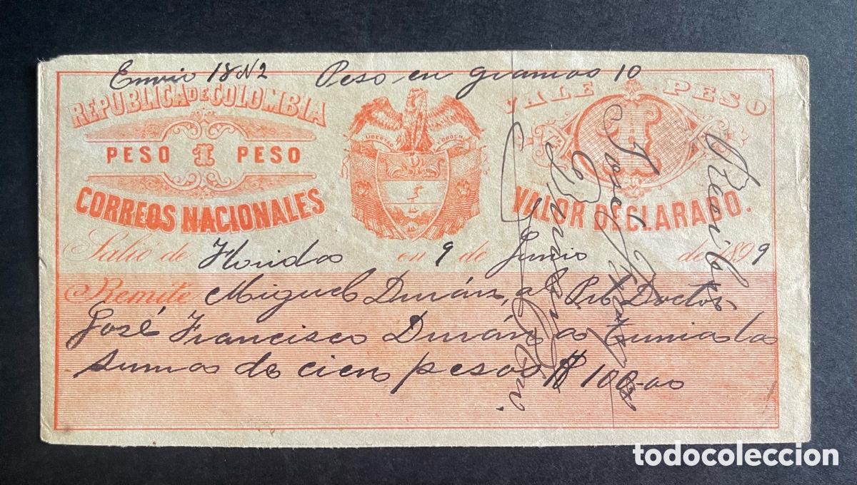 Billetes extranjeros: CMC COLOMBIA 1 PESO 1899 POST OFFICE MBC