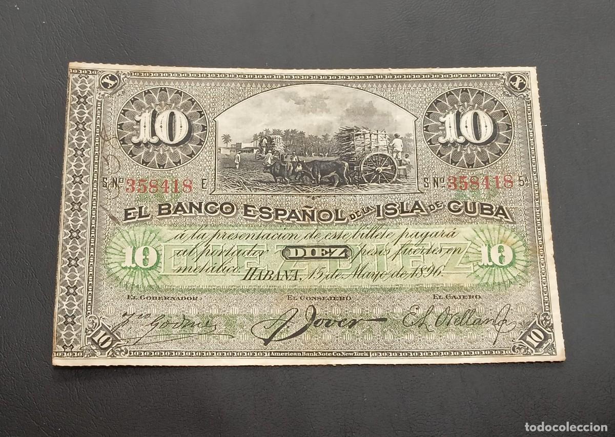 Billetes extranjeros: 2 Billetes, 10 Pesos 1896. Cuba Espa&ntilde;ola