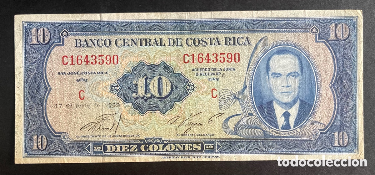 Billetes extranjeros: CMC COSTA RICA 10 COLONES 1969 PICK 230-A MBC-