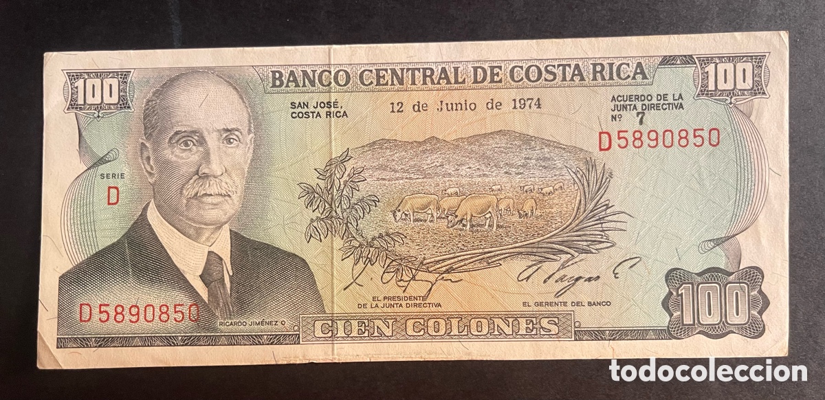 Billetes extranjeros: CMC COSTA RICA 100 COLONES 1974 PICK 240-A SC-