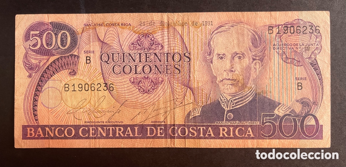 Billetes extranjeros: CMC COSTA RICA 500 COLONES 1981 PICK 249 BC-