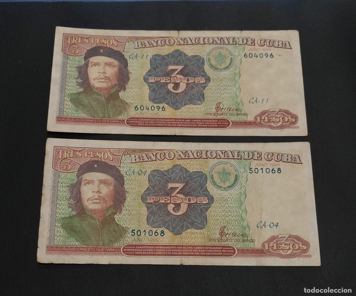 Billetes extranjeros: Cuba, 2 Billetes 3 Pesos 1995