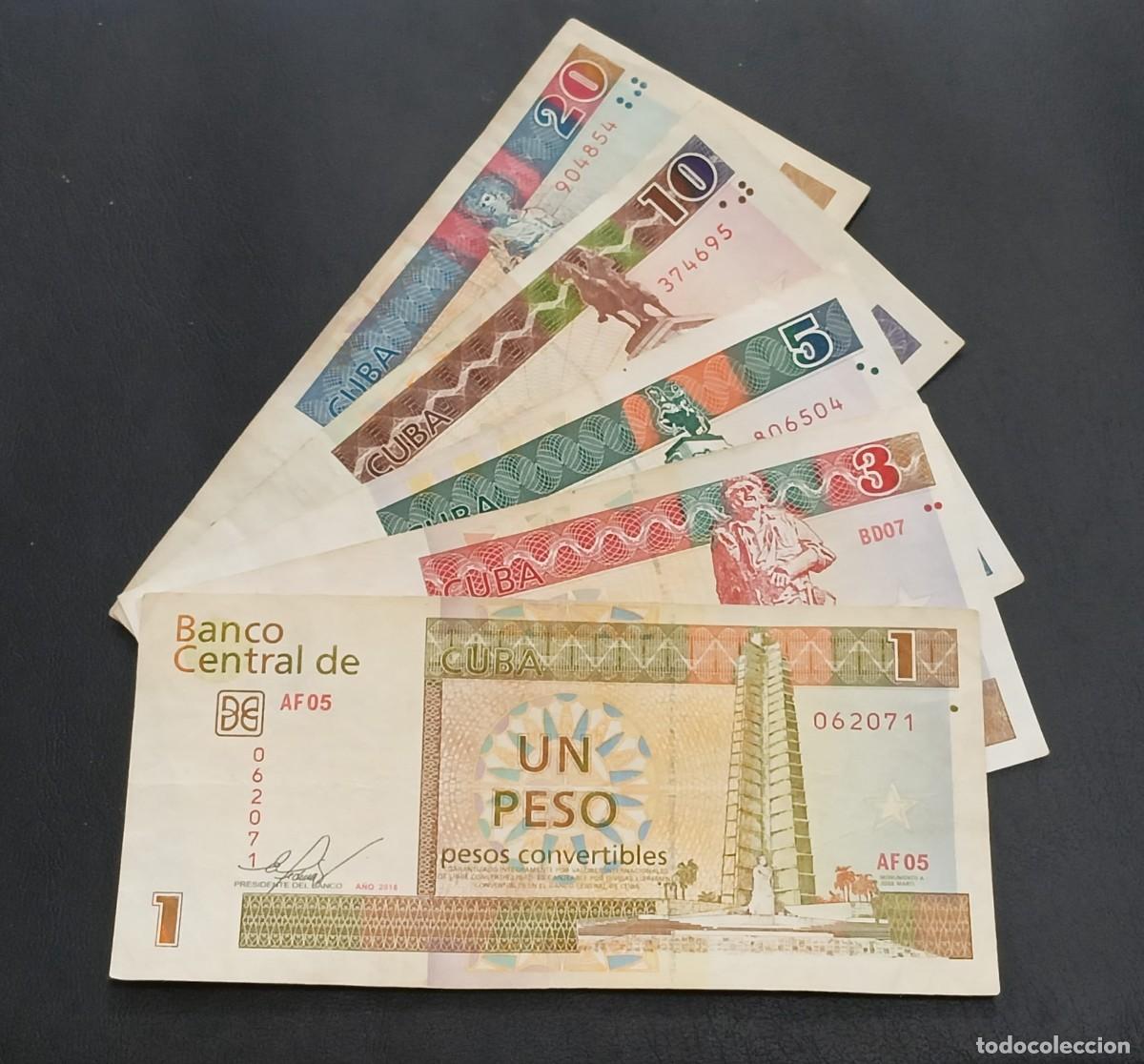 Billetes extranjeros: Cuba, Billetes de CUC (1 - 3 - 5 - 10 - 20)