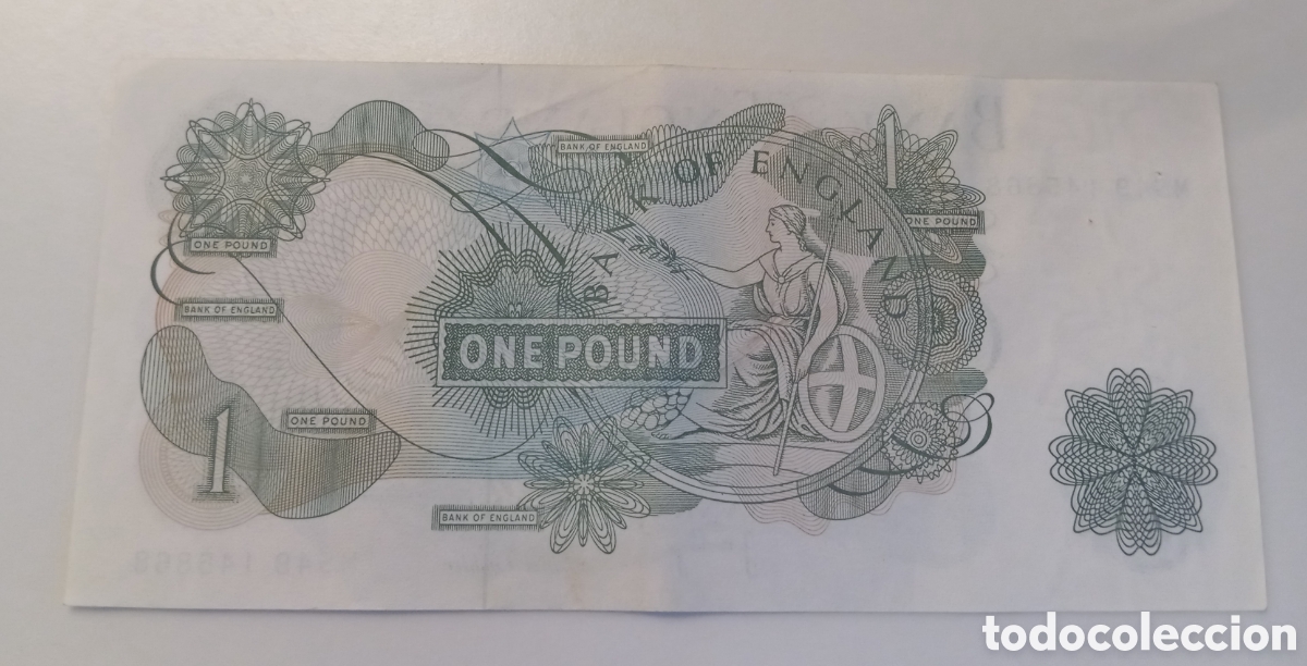 Billetes extranjeros: Billete de una libra Inglaterra - Foto 2