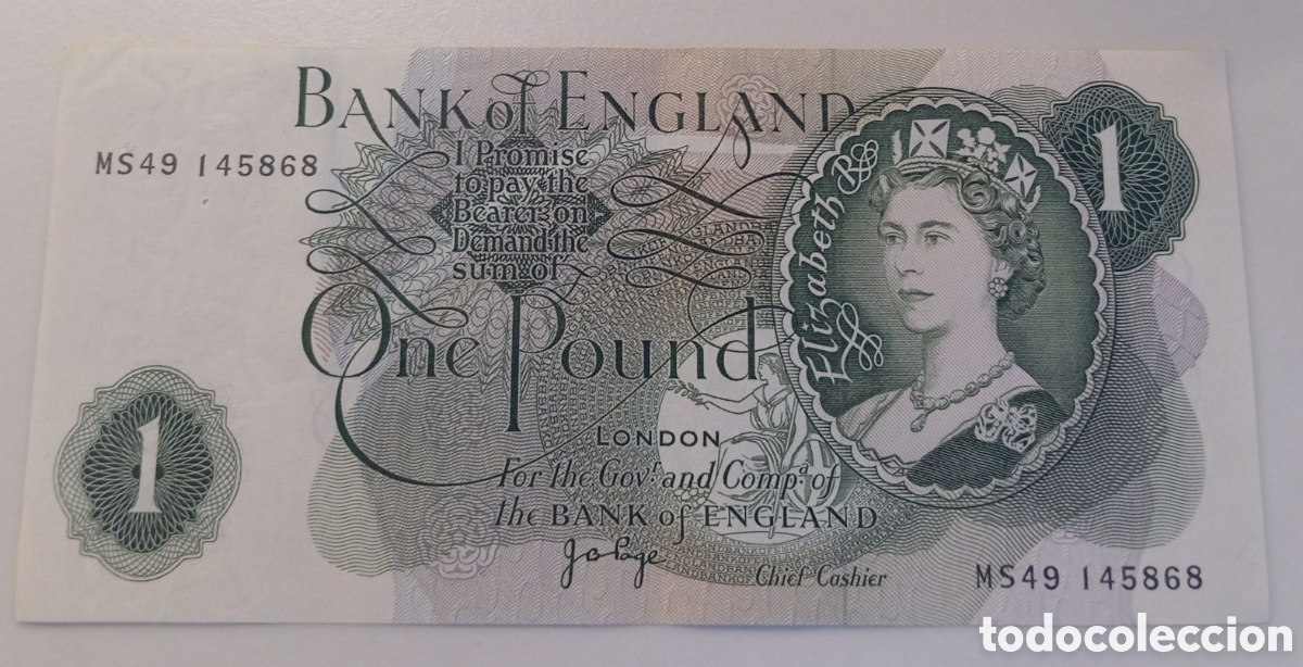 Billetes extranjeros: Billete de una libra Inglaterra