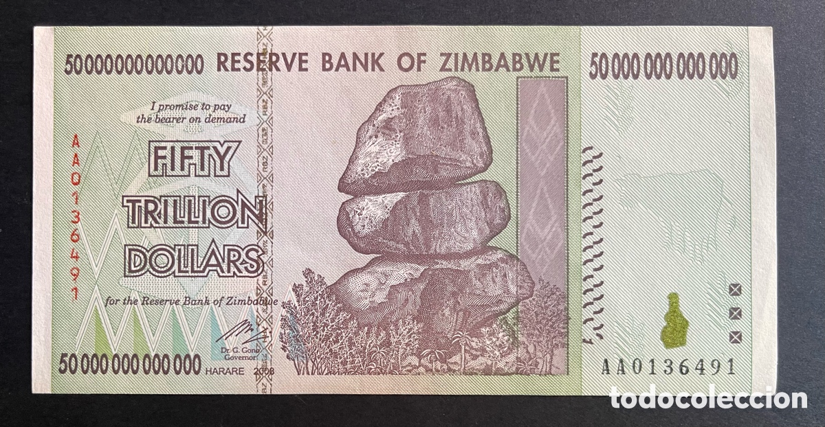 Billetes extranjeros: CMC ZIMBABUE (ZIMBABWE) 50 TRILLONES DOLARES 2008 PICK 90 SC-